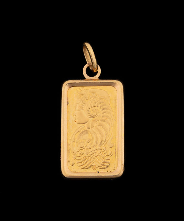 24k and 18k Yellow Gold Gold Ingot Pendant