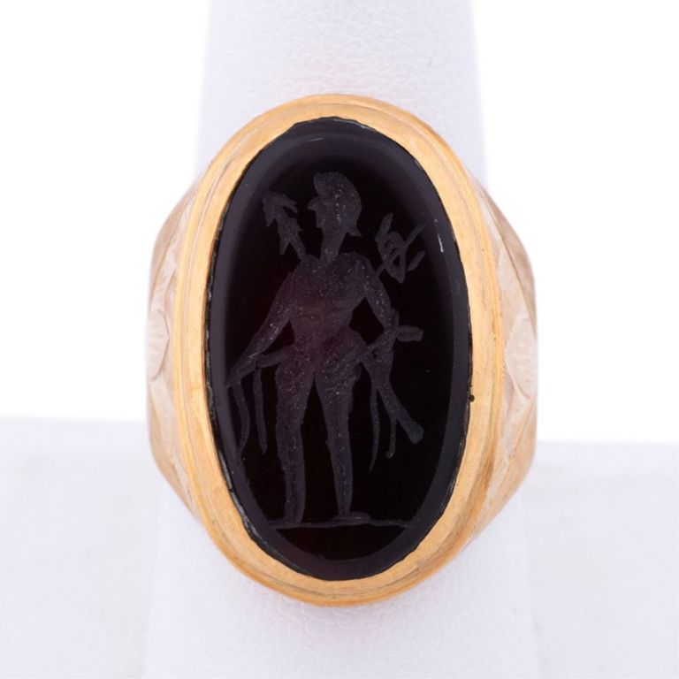 14k Yellow Gold Carnelian Intaglio Ring