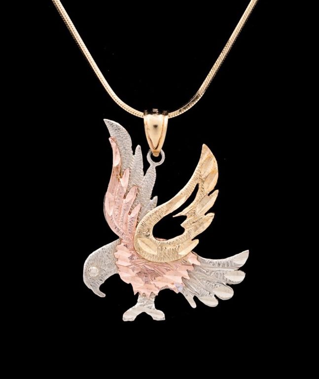 10-14k Gold Eagle Pendant Necklace
