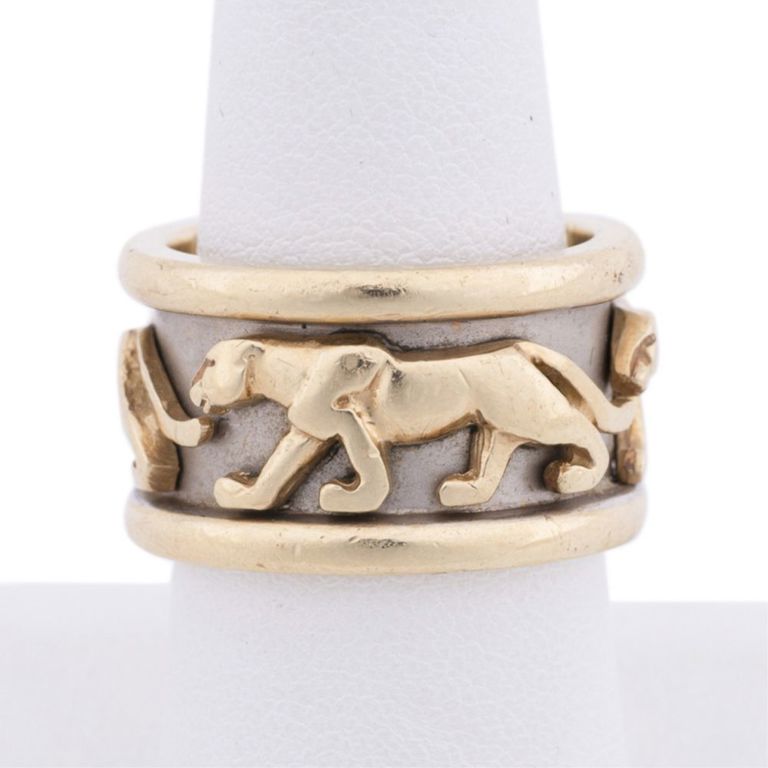 14k White and Yellow Gold Panther Band Ring