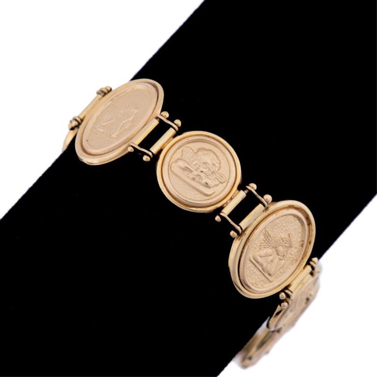 14k Yellow Gold Cupid Medallion Bracelet