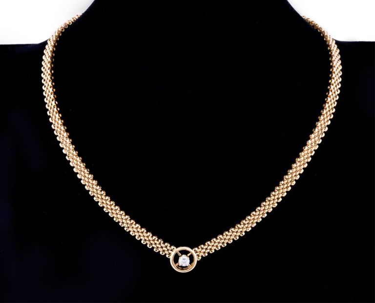 14k Yellow Gold Diamond Pendant Necklace