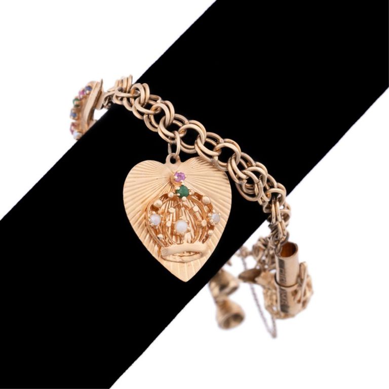 14k Yellow Gold Charm Chain Bracelet
