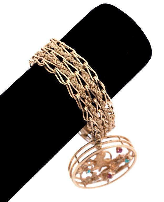 14k Yellow Gold Multi-Gem Charm Bracelet