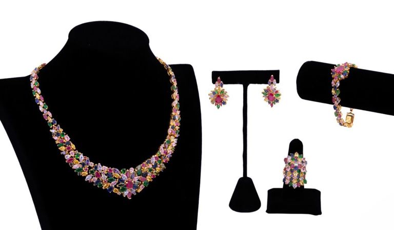 14k Yellow Gold Multi-Gem Jewelry Set