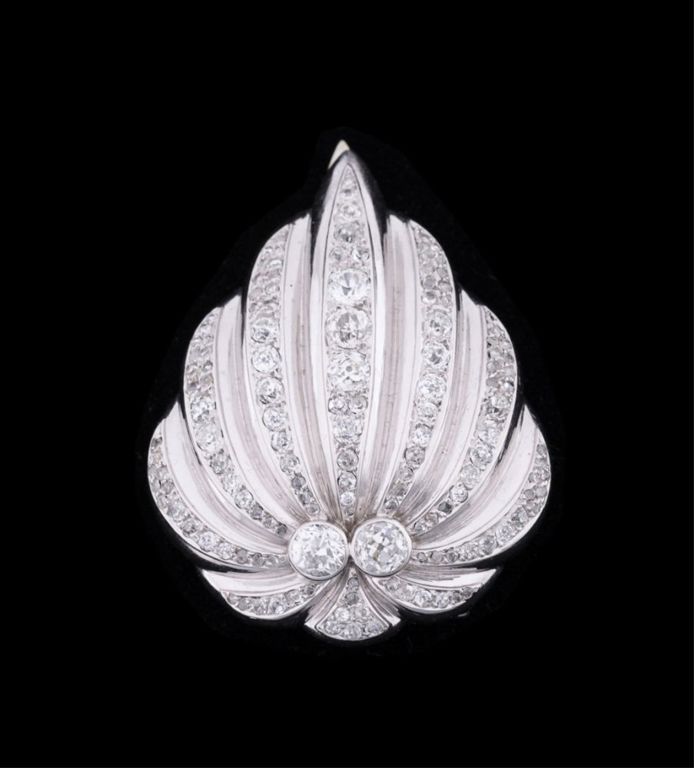 Platinum and 18k White Gold Diamond Spray Brooch