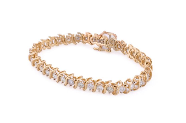 14k Yellow Gold Diamond Flexible Bracelet