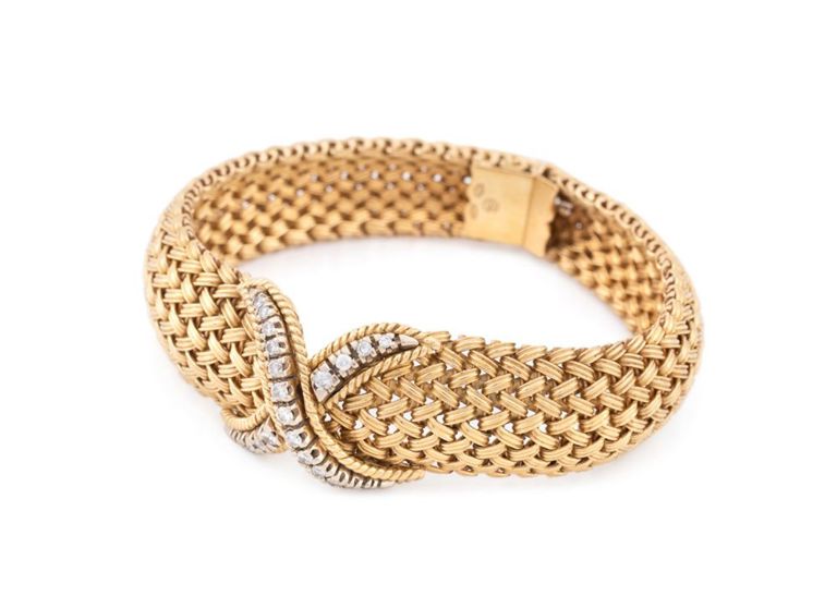 18k Yellow Gold Diamond Flexible Bracelet