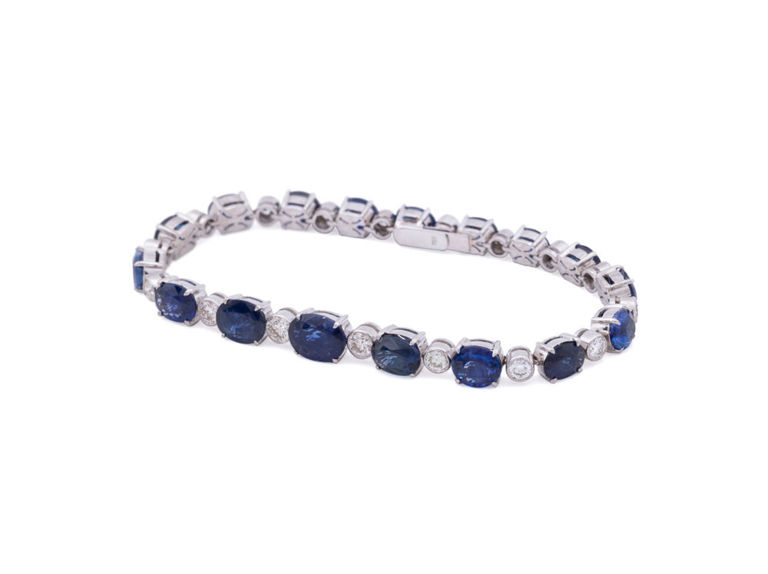 18k White Gold Sapphire and Diamond Bracelet