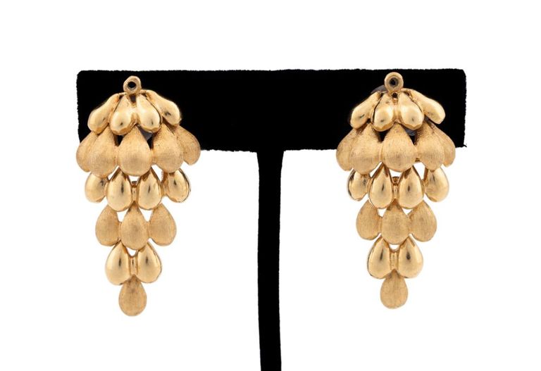 18k Yellow Gold Grape Cluster Earrings