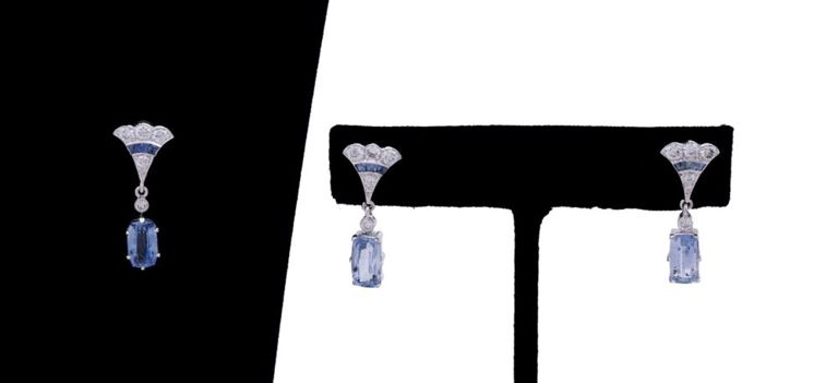 18k White Gold Sapphire and Diamond Jewelry Set