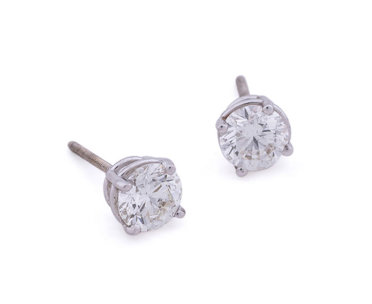 14k White Gold Diamond Stud Earrings