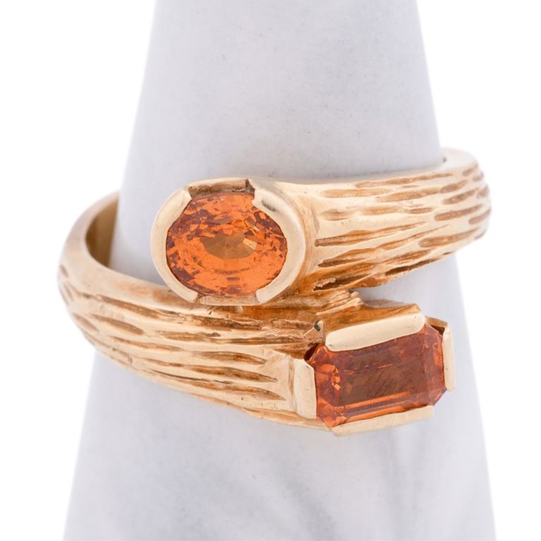 18k Yellow Gold Garnet Bypass Ring