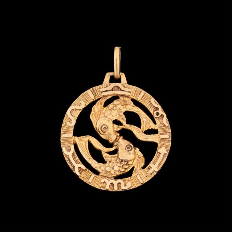 18k Yellow Gold Pisces Pendant