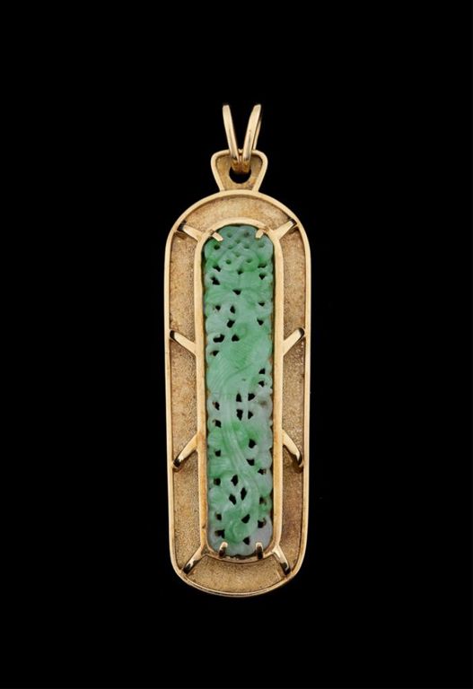 14k Yellow Gold Jade Pendant