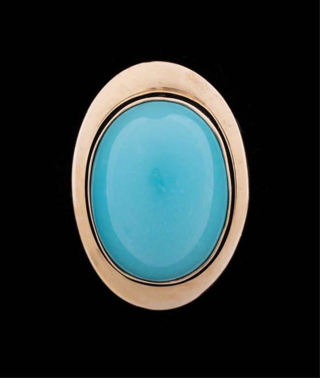 14k Yellow Gold Turquoise Slide Pendant