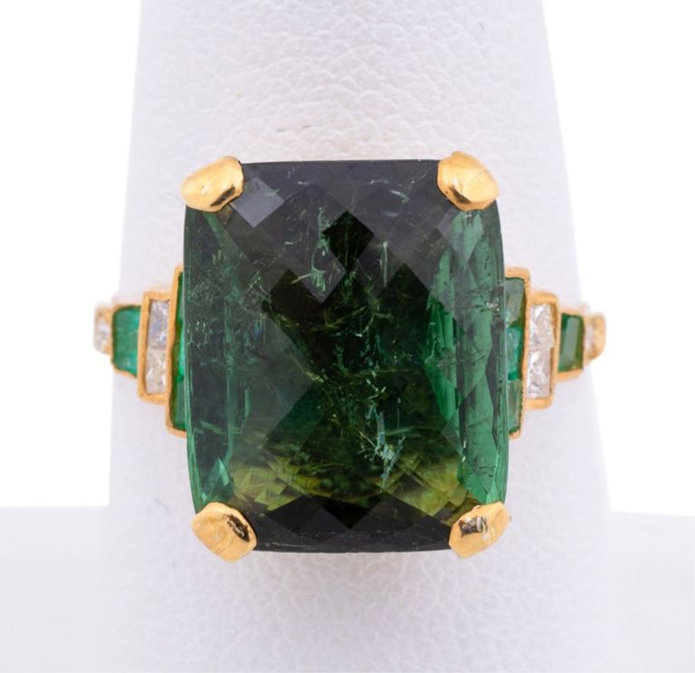 Sterling Silver and 14k Yellow Gold Gemstone Ring