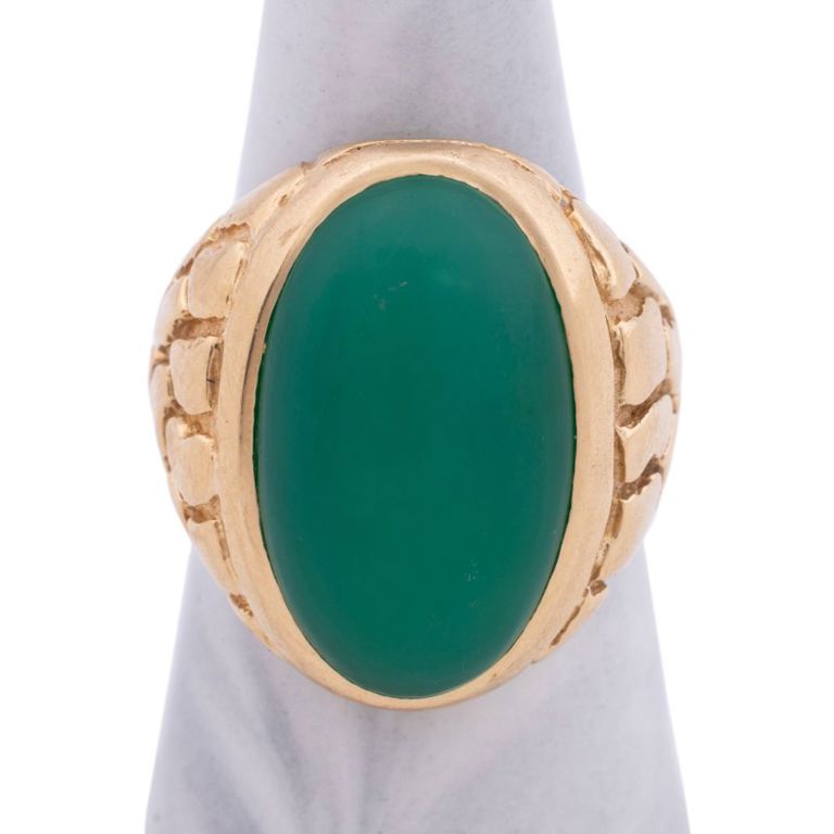 14k Yellow Gold Chrysoprase Ring