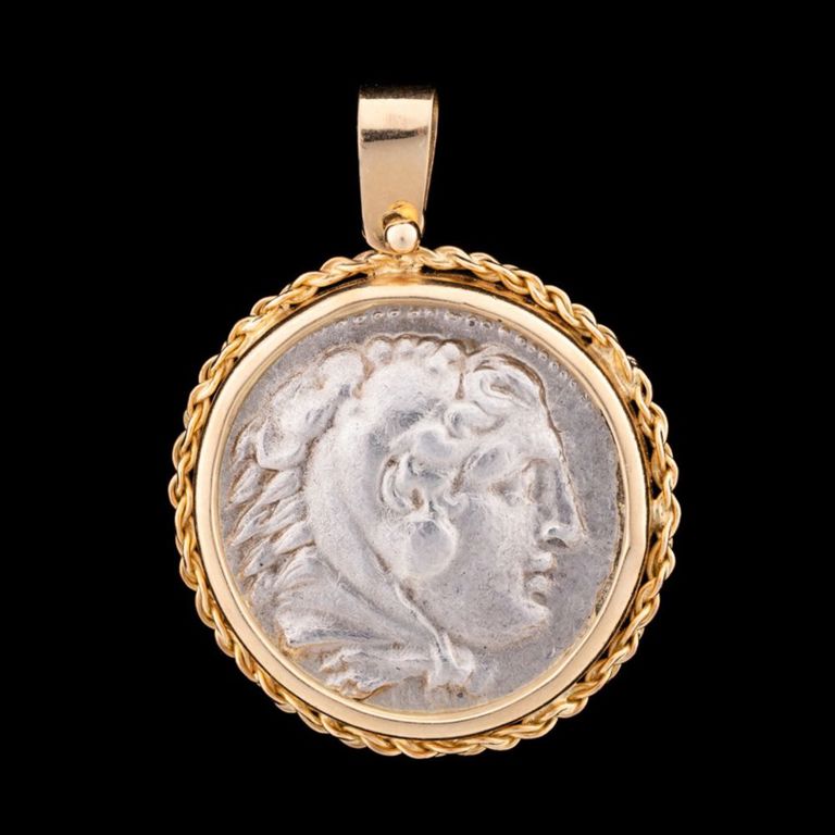18k Yellow Gold Ancient Coin Pendant