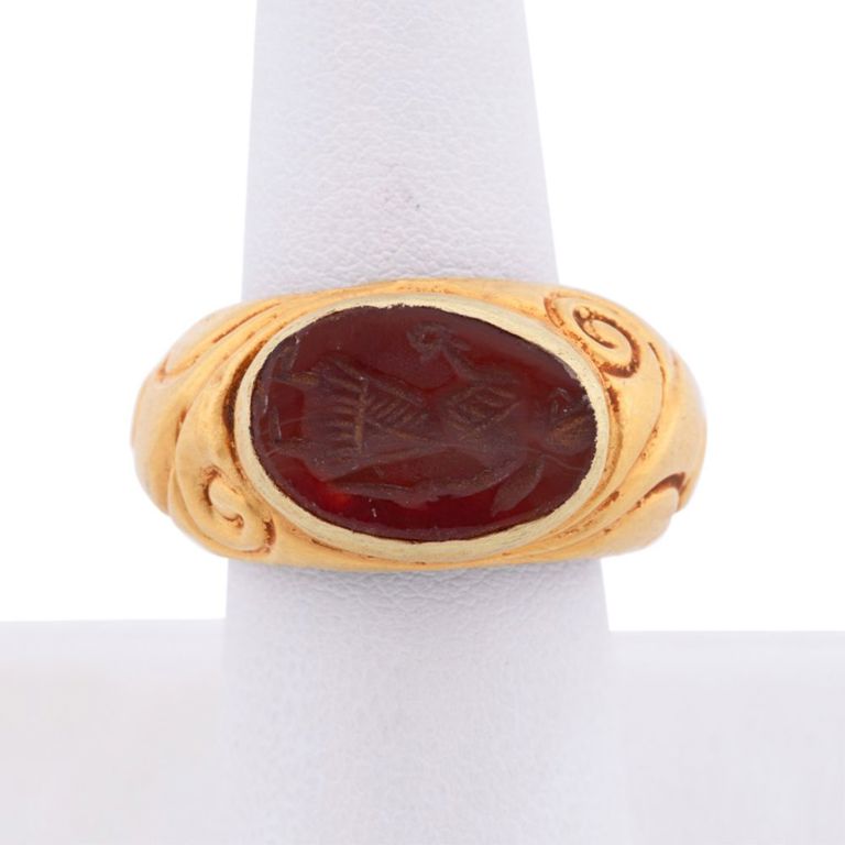 18k Yellow Gold Carnelian Intaglio Ring