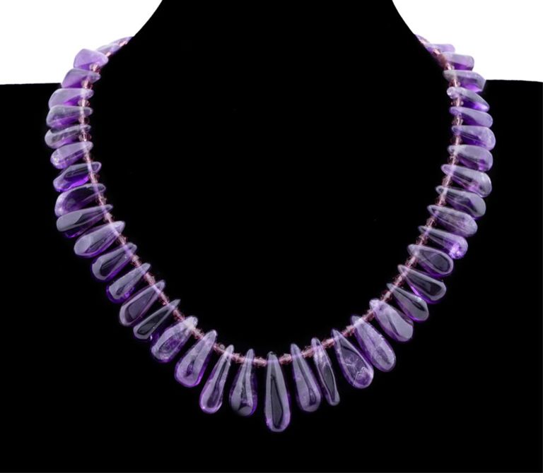 Sterling Silver Amethyst Bead Necklace