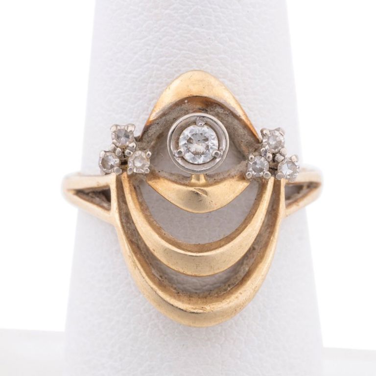 14k Yellow Gold Diamond Cocktail Ring