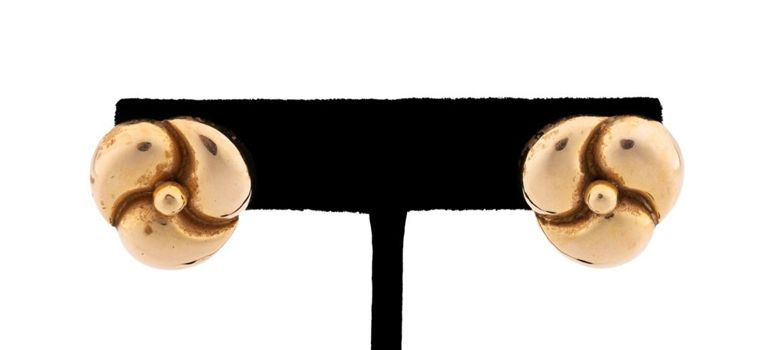 14k Yellow Gold Stylized Floral Earrings