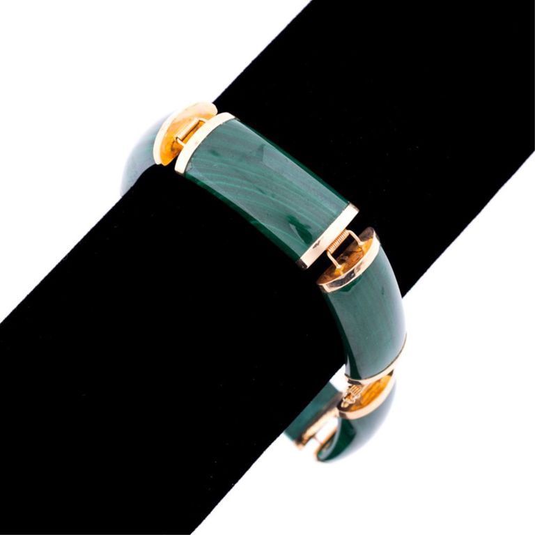 14k Yellow Gold Malachite Bracelet
