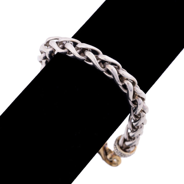 Silver and 18k Yellow Gold Diamond Bracelet