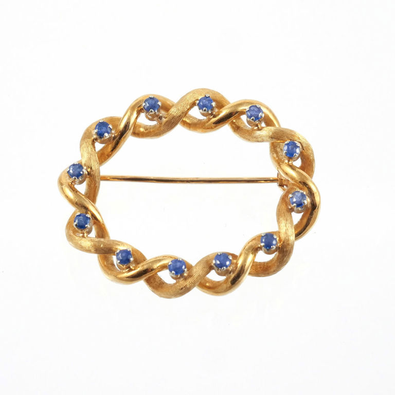 18k Gold Sapphire Brooch