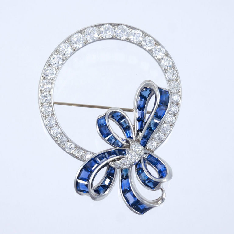 14k White Gold Diamond Brooch