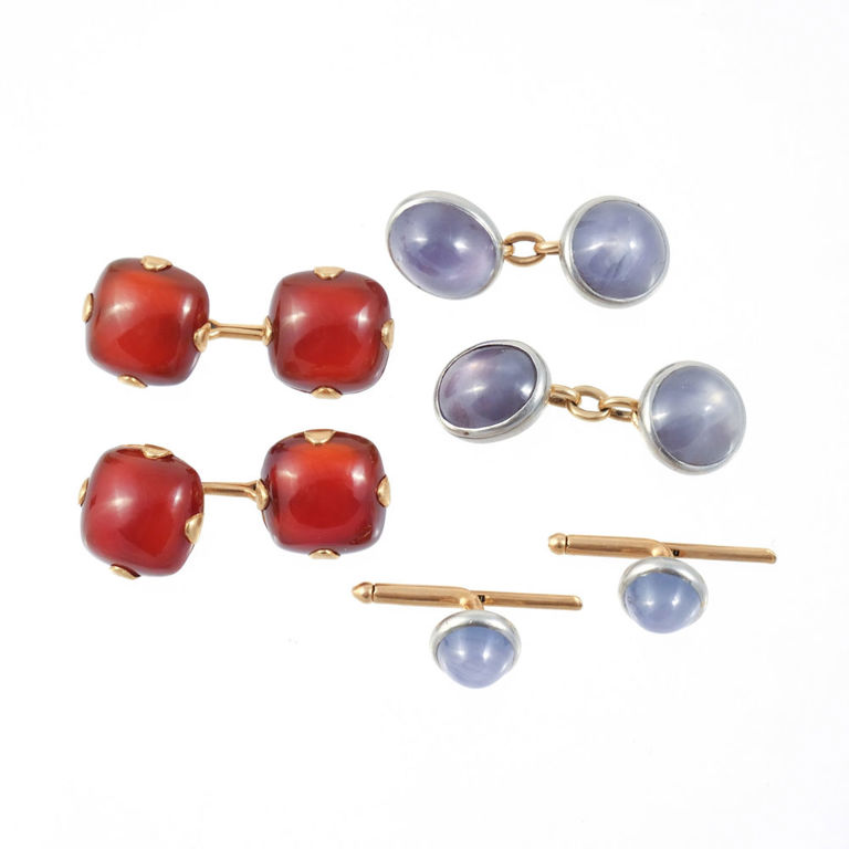 14k Gold Sapphire and Carnelian Jewelry Set