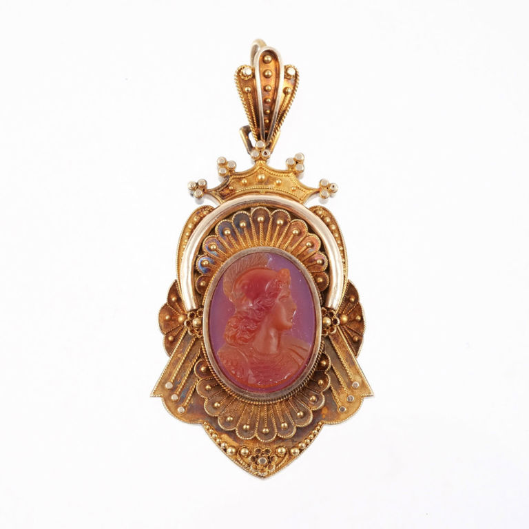14k Gold Carnelian Pendant