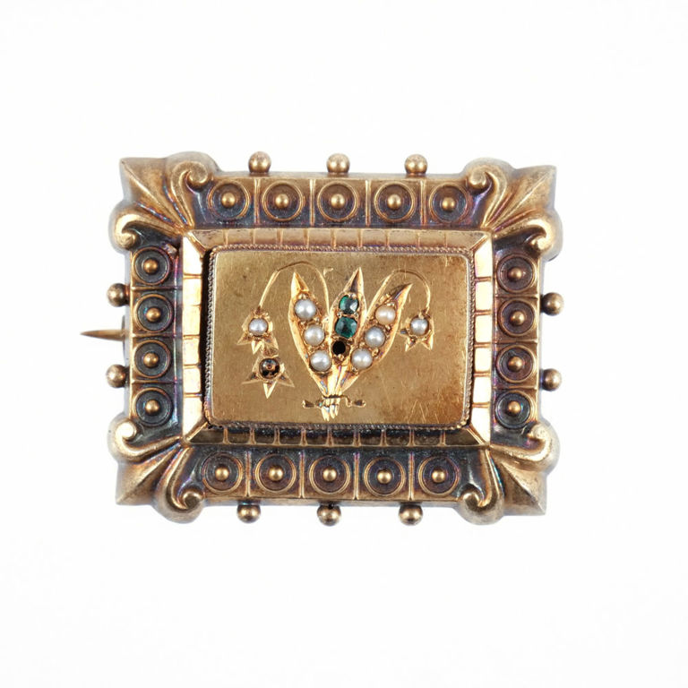 14k Gold Pearl Brooch