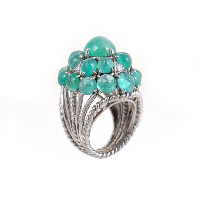 14k Gold Emerald and Diamond Ring