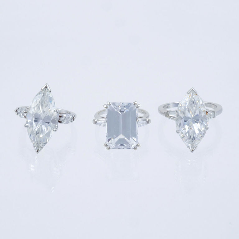 Three 14k Gold Simulated Diamond Rings