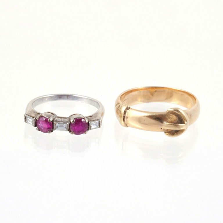 Two Ruby and Diamond Rings