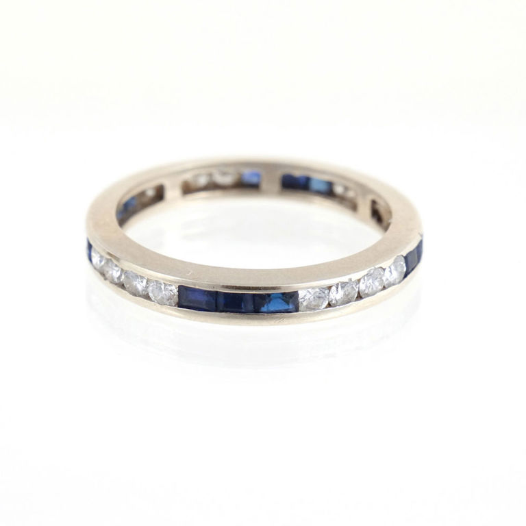 Platinum Diamond and Sapphire Ring