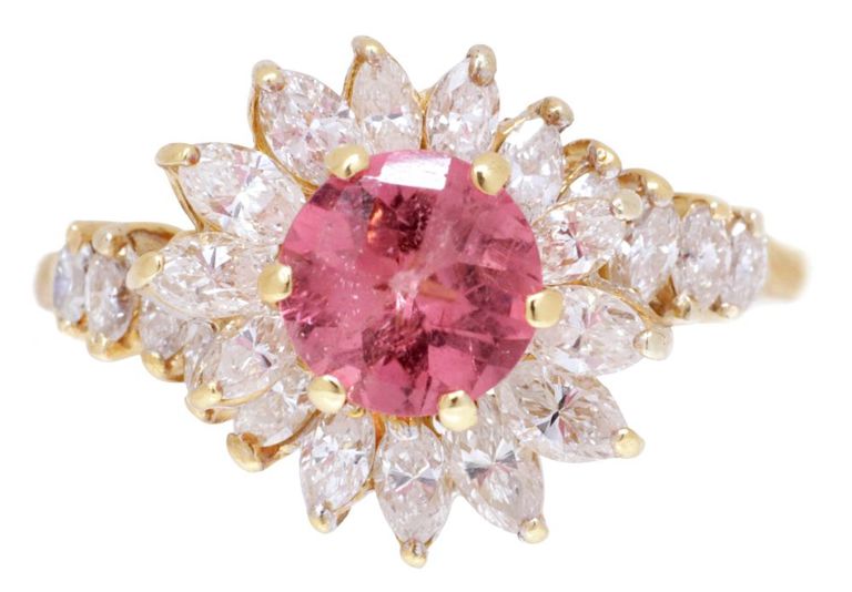 18k Gold Tourmaline and Diamond Ring