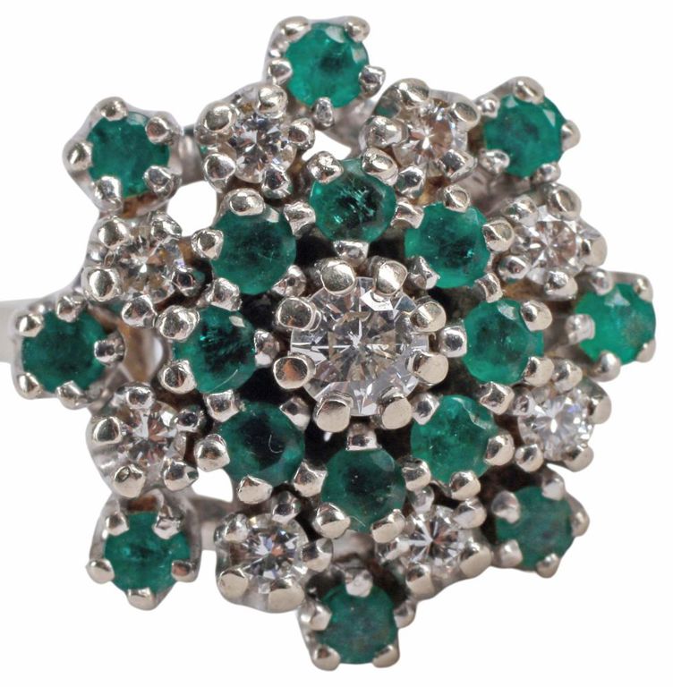 14k Gold Emerald and Diamond Ring