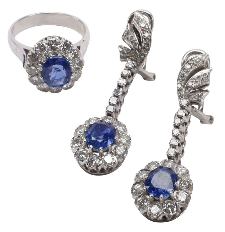 10k Gold Sapphire and Diamond Set