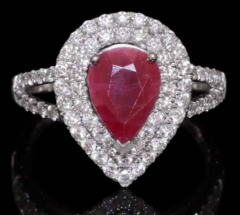 Platinum Ruby and Diamond Ring