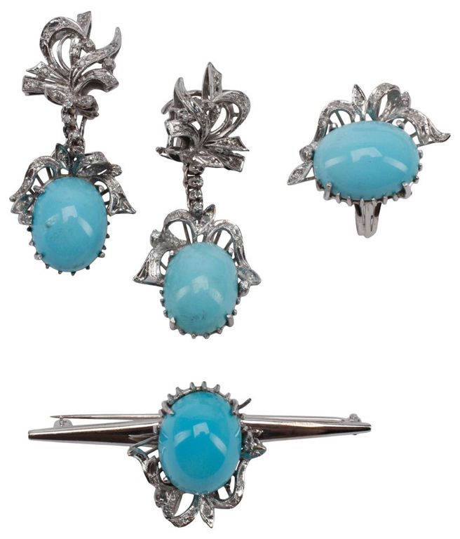 White Gold and Platinum Diamond Jewelry Set