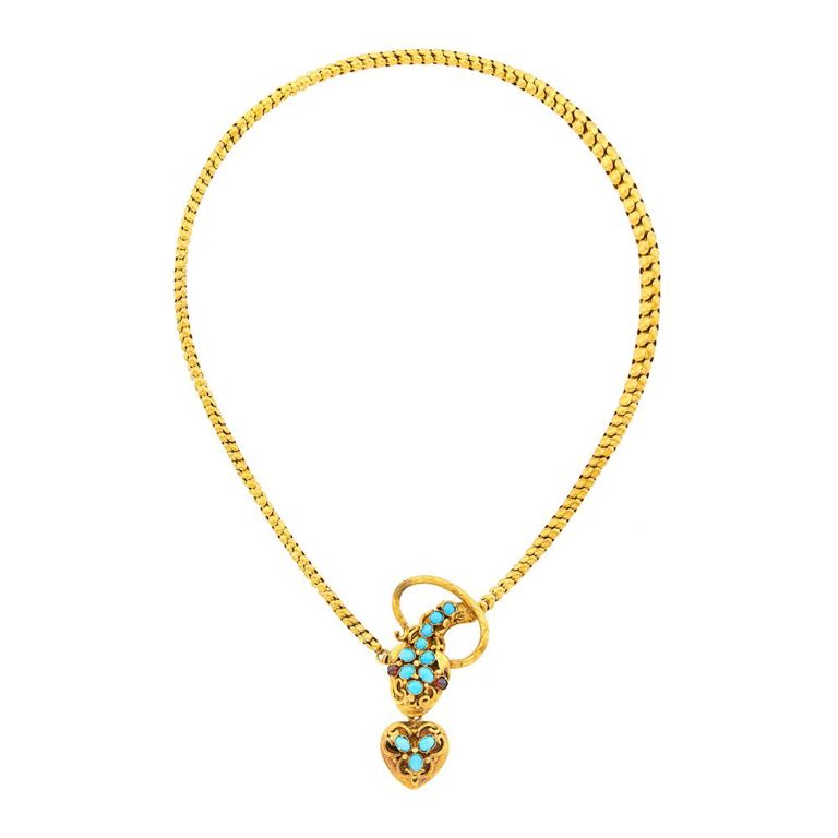 14k Gold Turquoise and Garnet Necklace