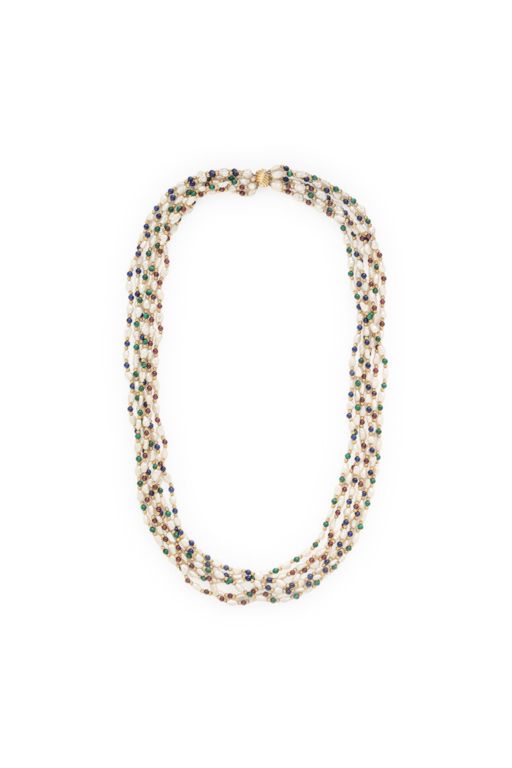 14k Yellow Gold Multi-Gem Bead Necklace