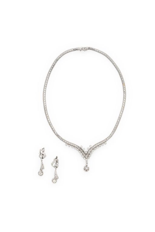 18k White Gold Diamond Jewelry Set