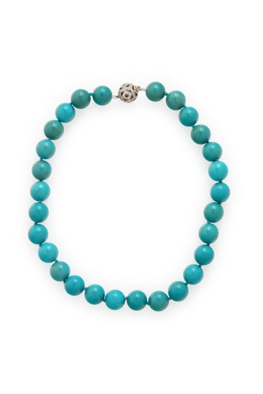 Turquoise Bead Necklace with Silver Clasp