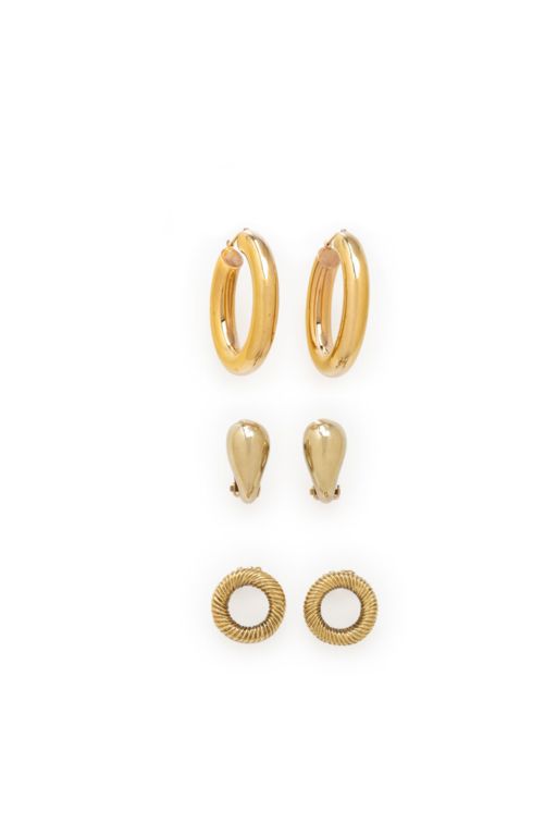 Three Pairs of 14k Yellow Gold Earrings