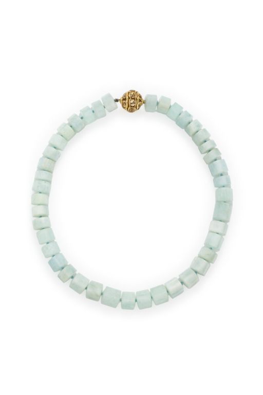 18k Yellow Gold Aquamarine and Citrine Necklace