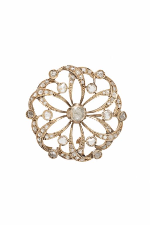 Low-karat Yellow Gold Diamond Brooch
